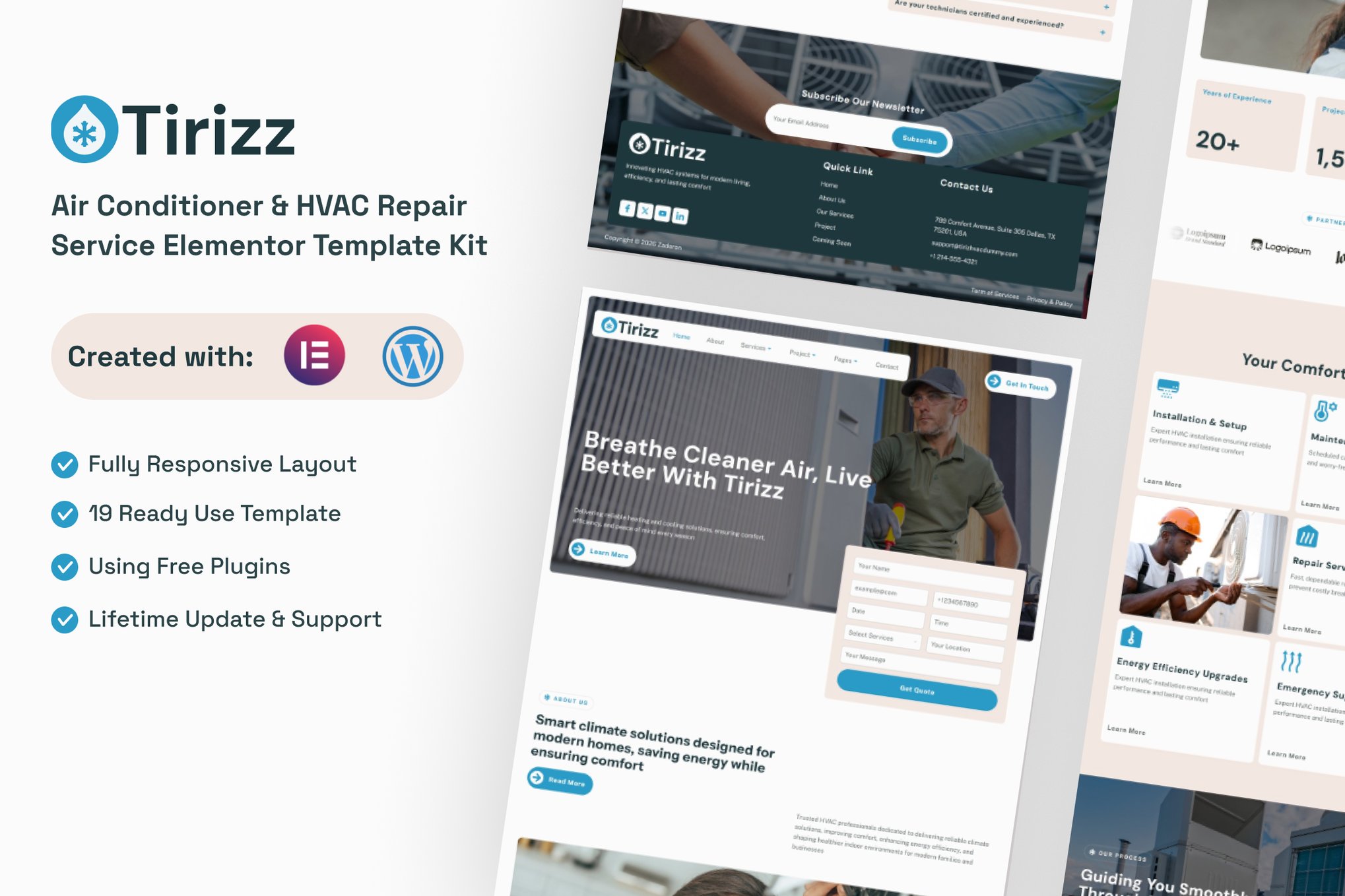 Tirizz – Air Conditioner & HVAC Repair Service Elementor Template Kit