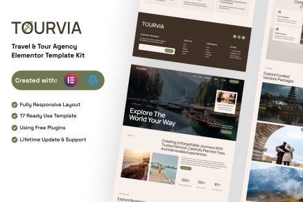 Tourvia – Tour & Travel Booking Agency Elementor Template Kit