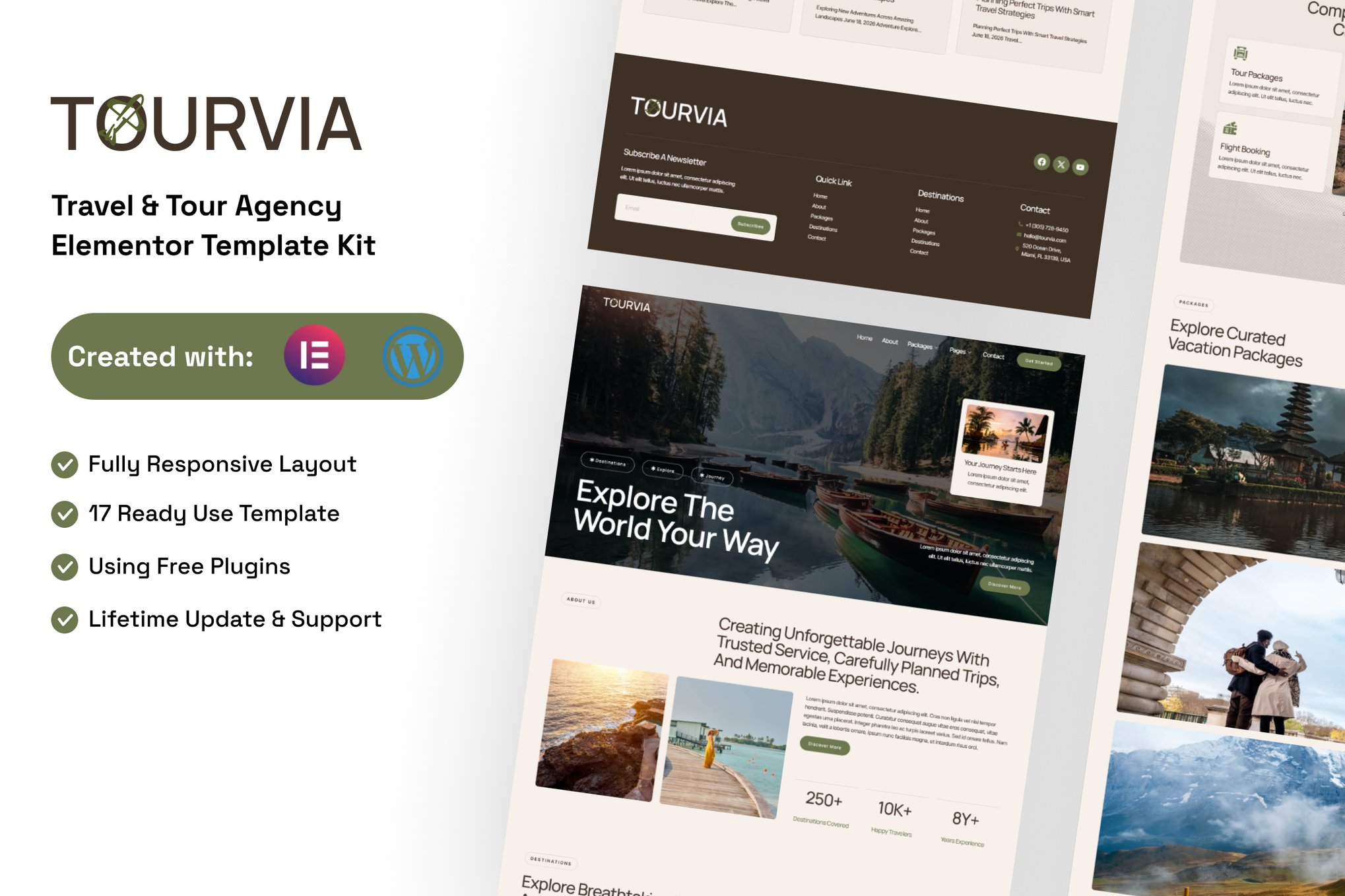Tourvia – Tour & Travel Booking Agency Elementor Template Kit