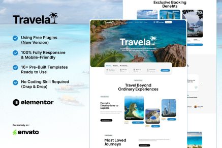 Travela – Travel & Trip Business Elementor Template Kit