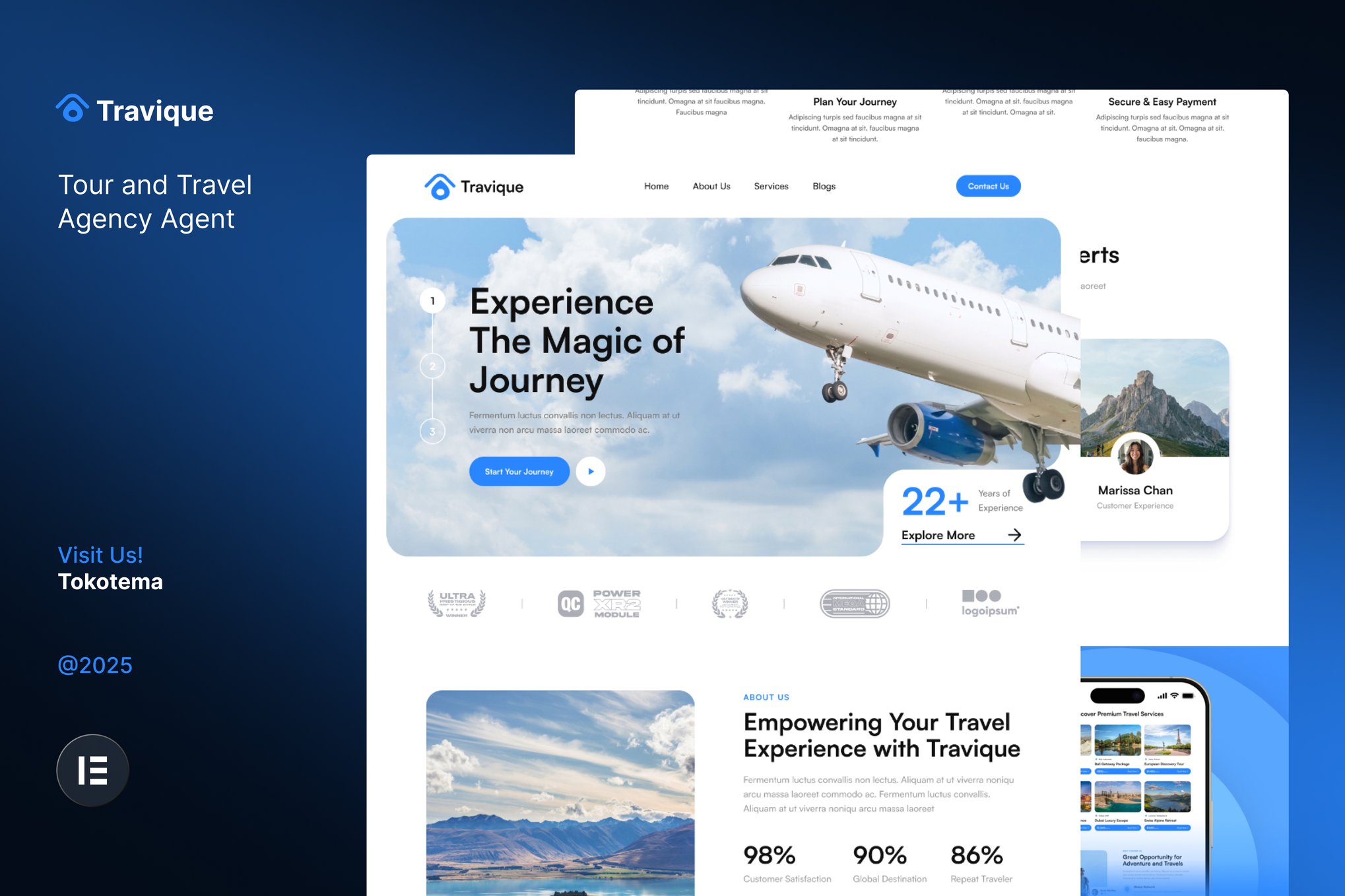 Travique - Tour & Travel Agency Agent Website Elementor Template Kits