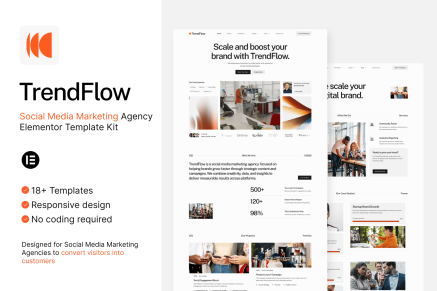TrendFlow – Social Media Marketing Agency Elementor Template Kit