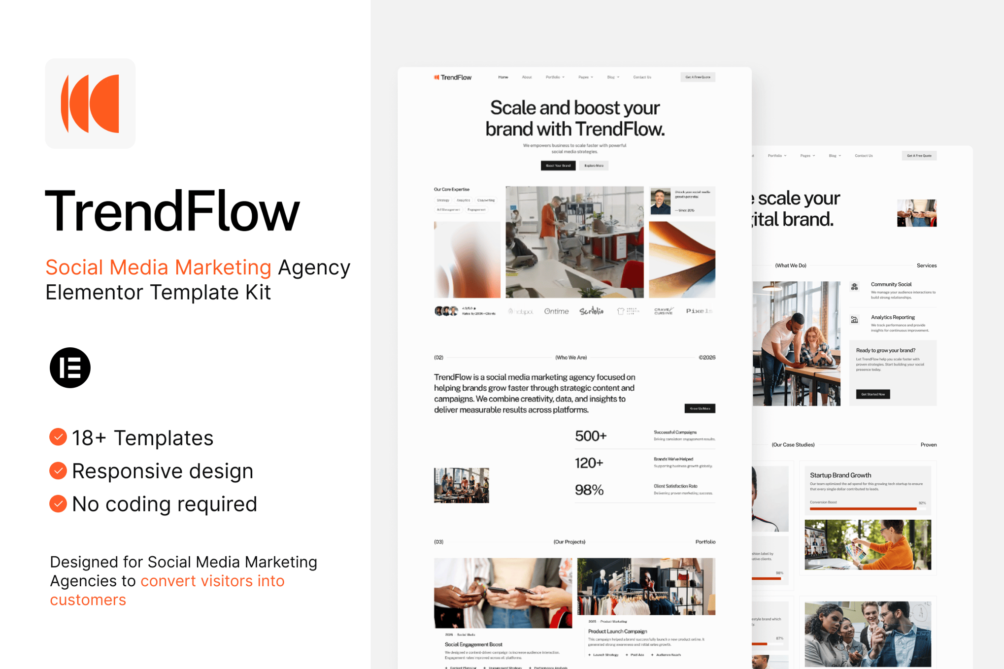 TrendFlow – Social Media Marketing Agency Elementor Template Kit