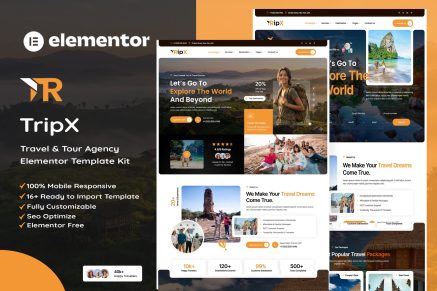 Tripx – Tour & Travel Booking Agency Elementor Template Kit