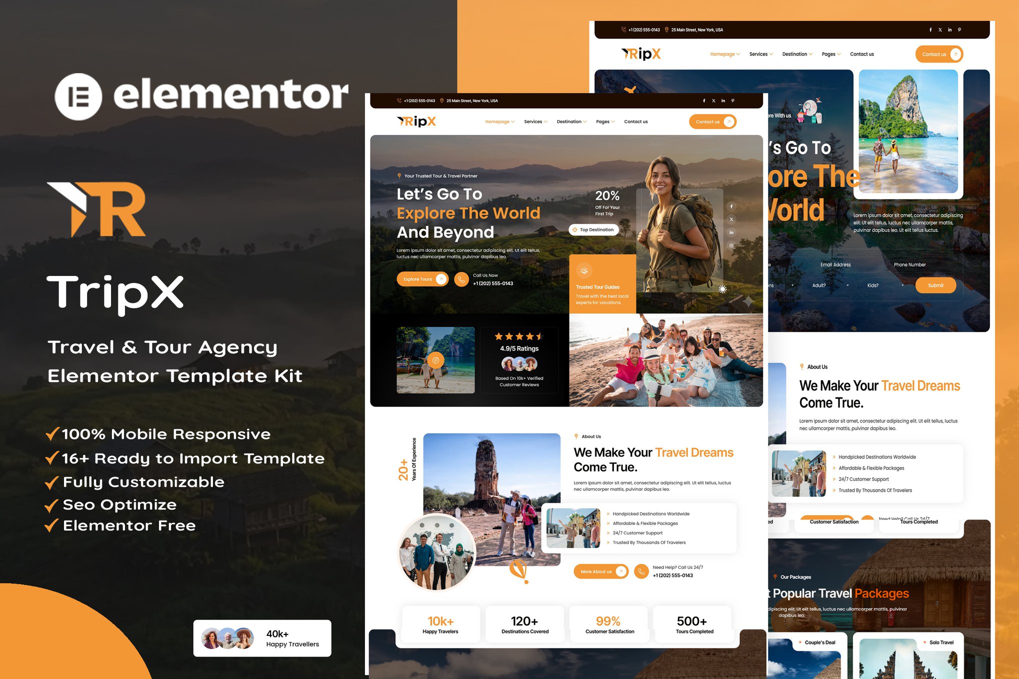 Tripx – Tour & Travel Booking Agency Elementor Template Kit