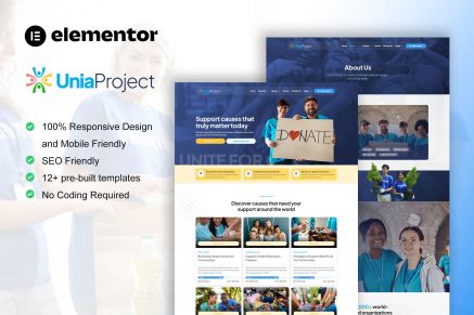 Unia – Charity & Nonprofit Elementor Pro Template Kit