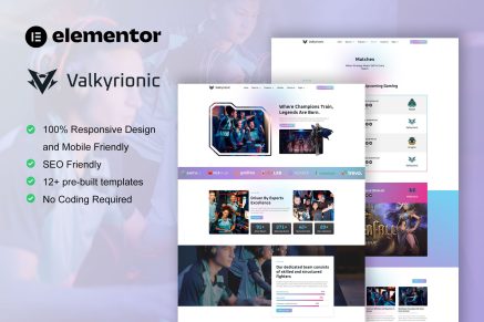 Valkyrionic – Esport Team & Gaming Elementor Pro Template Kit