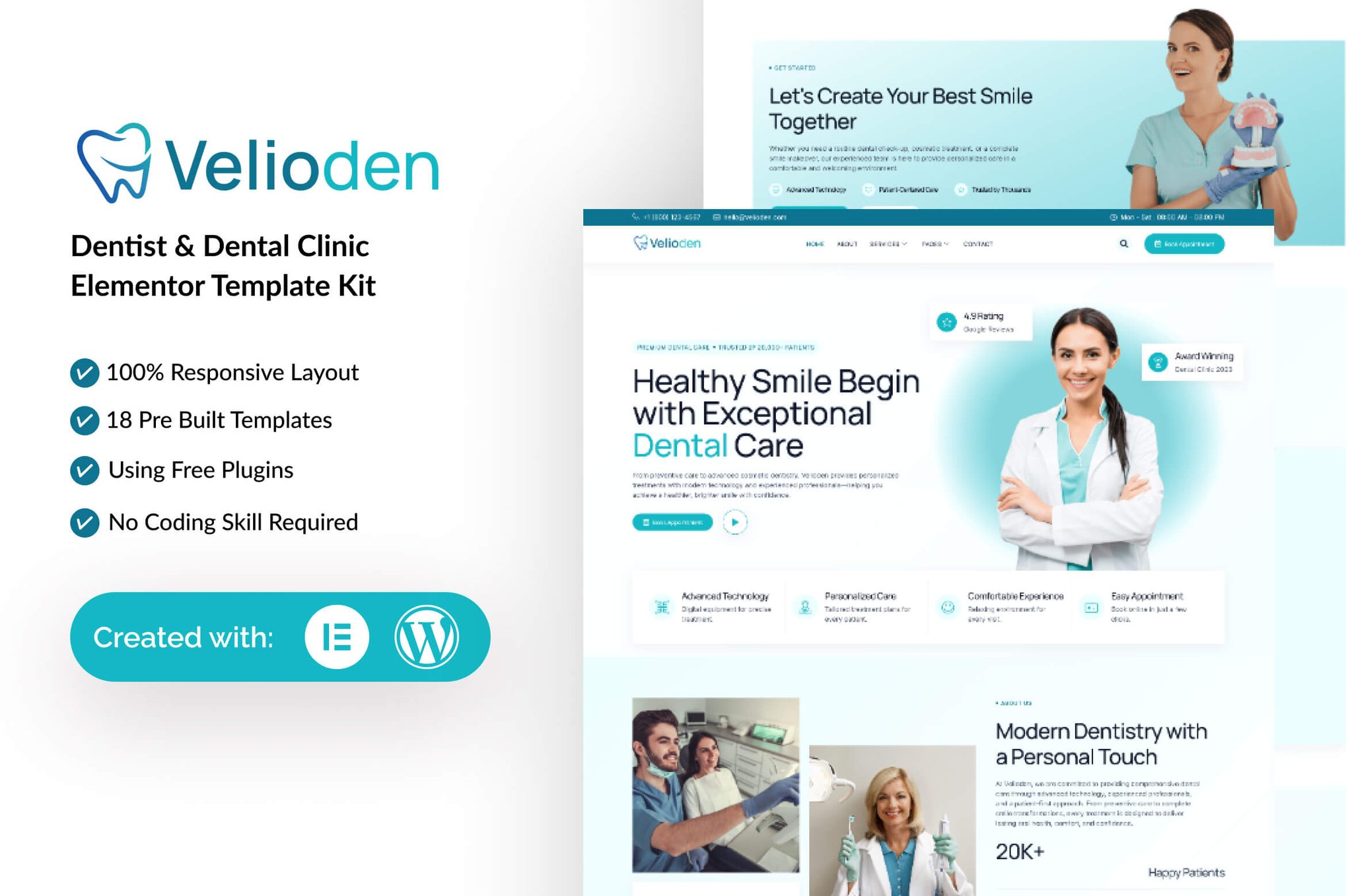 Velioden – Dentist & Dental Clinic Elementor Template Kit