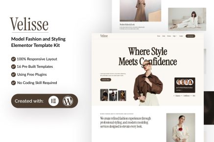 Velisse – Model Fashion & Styling Elementor Template Kit