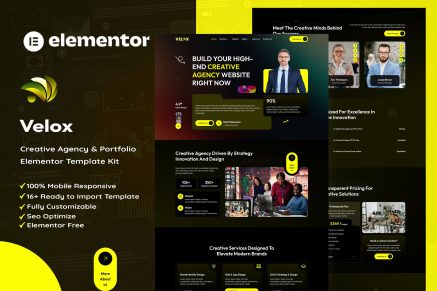 Velox – Creative Agency & Portfolio Elementor Template Kit