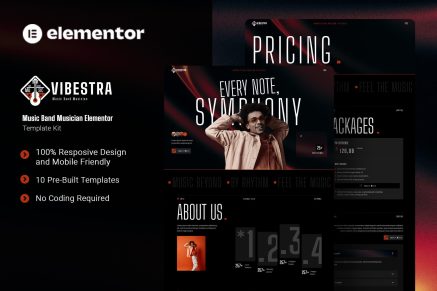 Vibestra - Music Band Musician Elementor Template Kit