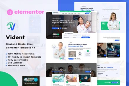 Vident – Dentist & Dental Care Elementor Template Kit