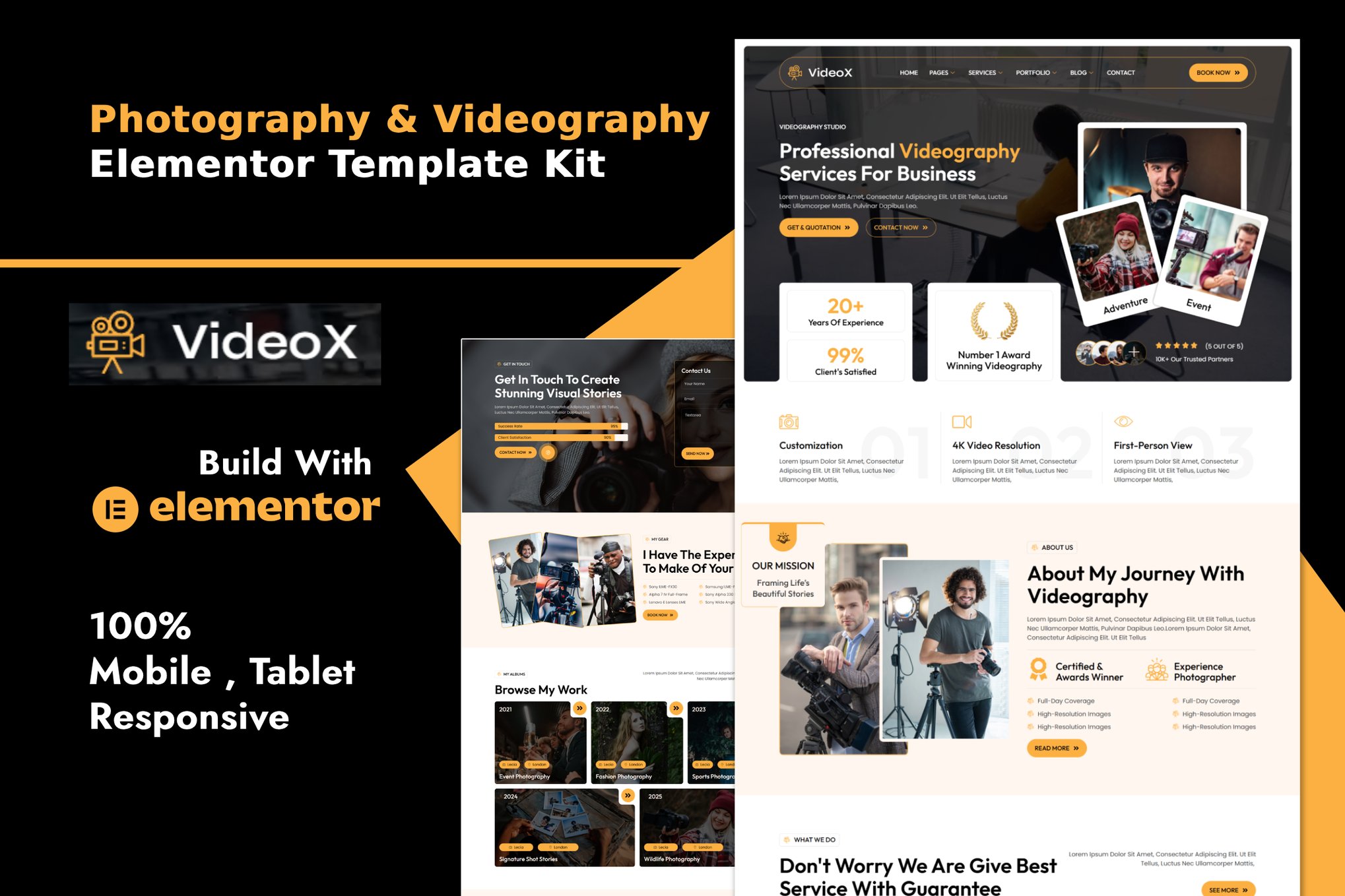 Videox – Photography & Videography Services Elementor Template Kit