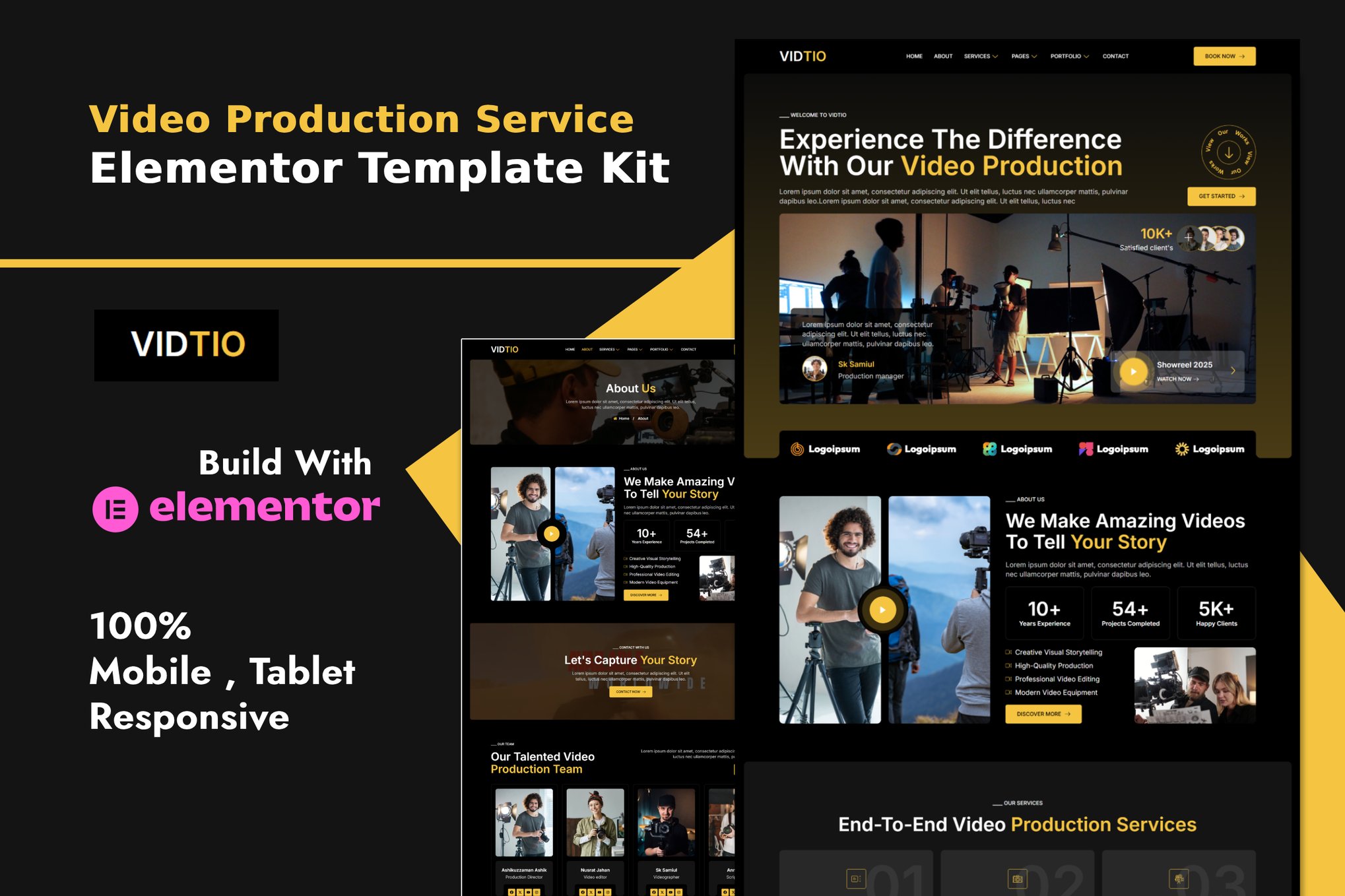 Vidtio – Video Production Elementor Template Kit