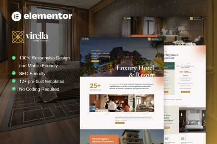 Virella – Luxury Hotel & Resort Elementor Pro Template Kit