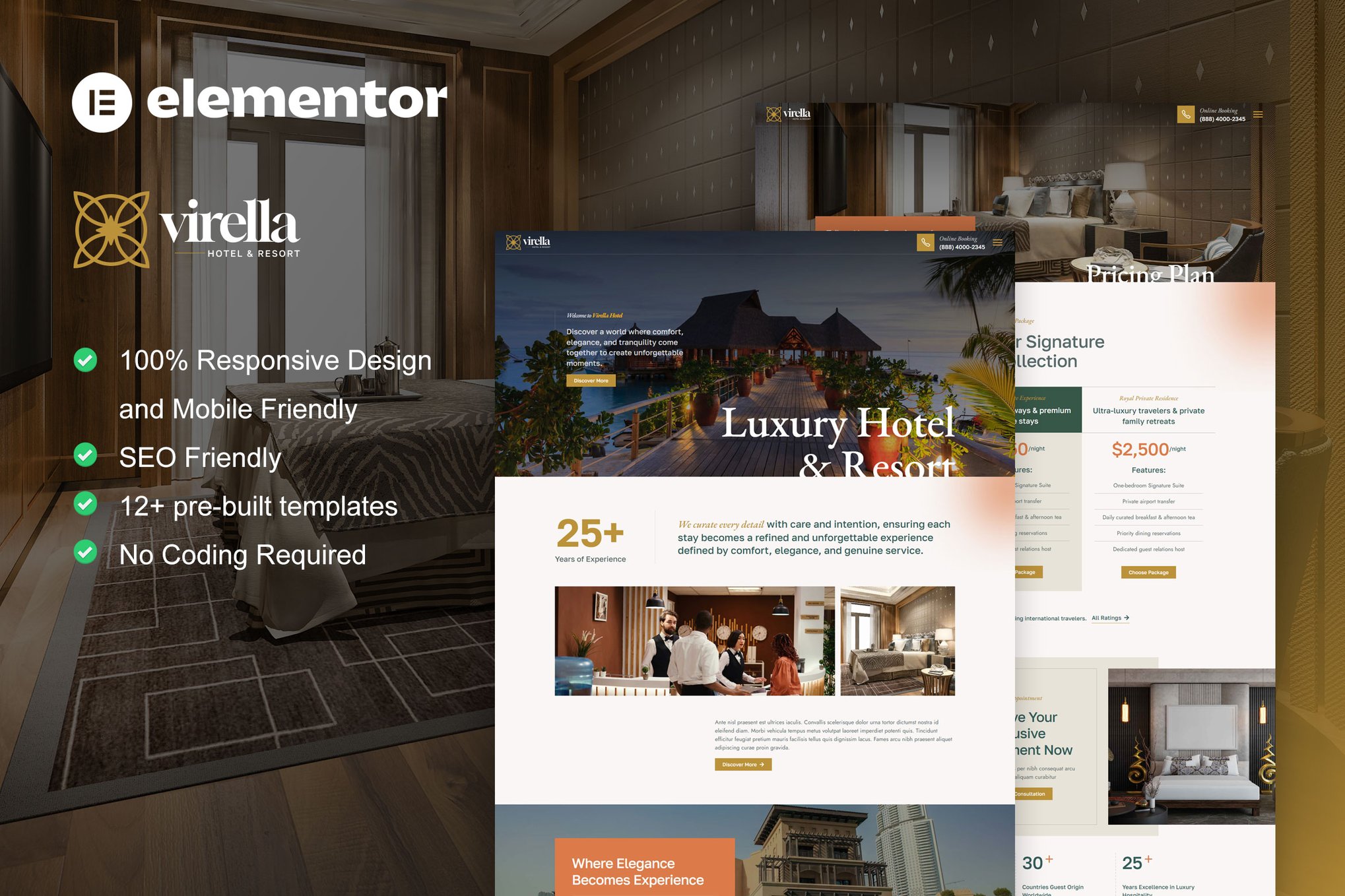 Virella – Luxury Hotel & Resort Elementor Pro Template Kit
