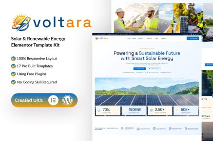 Voltara – Solar & Renewable Energy Elementor Template Kit