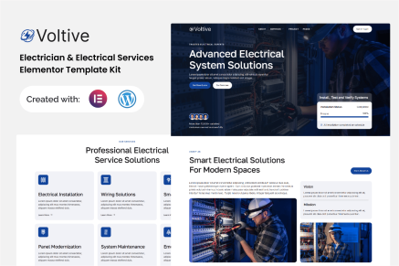 Voltive – Electrician & Electrical Services Elementor Template Kit