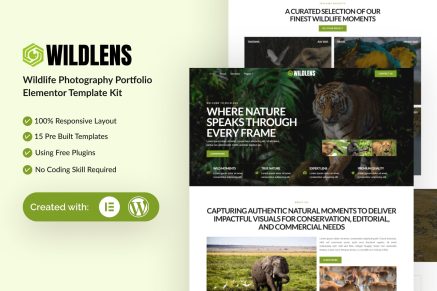 Wildlens – Wildlife Photography Portfolio Elementor Template Kit