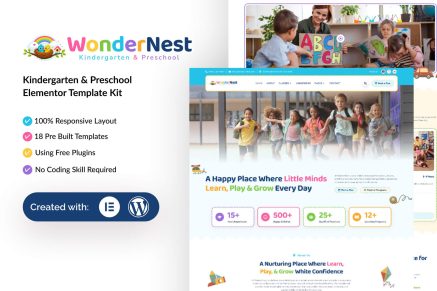WonderNest – Kindergarten & Preschool Elementor Template Kit