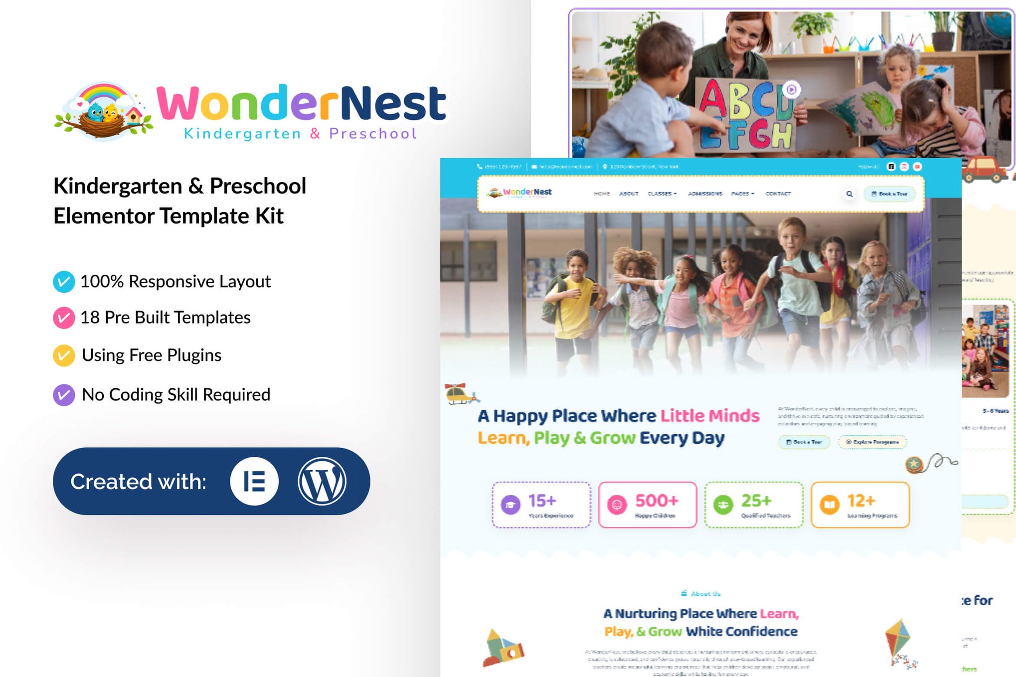 WonderNest – Kindergarten & Preschool Elementor Template Kit
