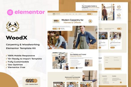 Woodx – Carpentry & Woodworking Elementor Template Kit