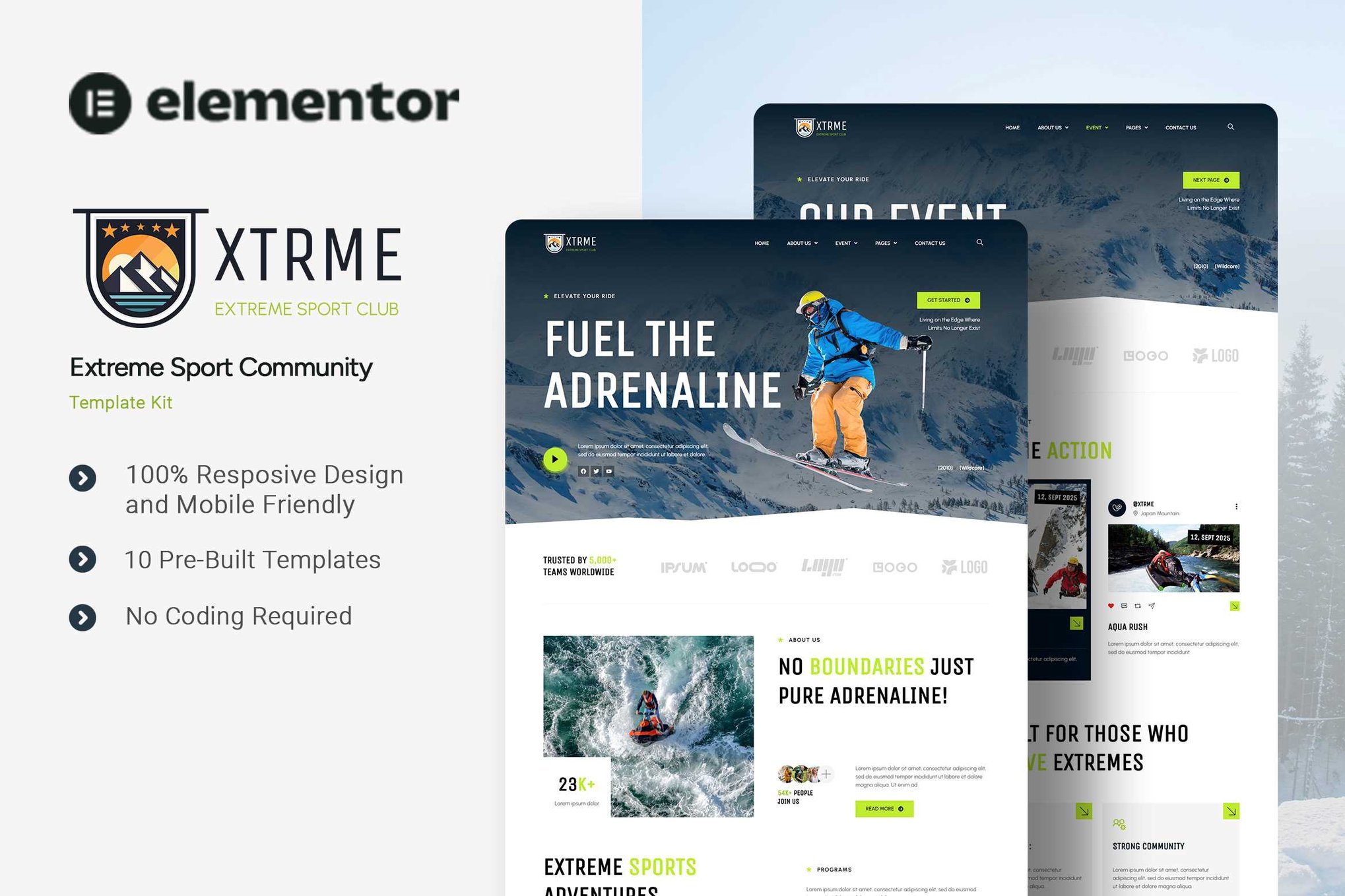 XTRME - Extreme Sport Community Elementor Template Kit