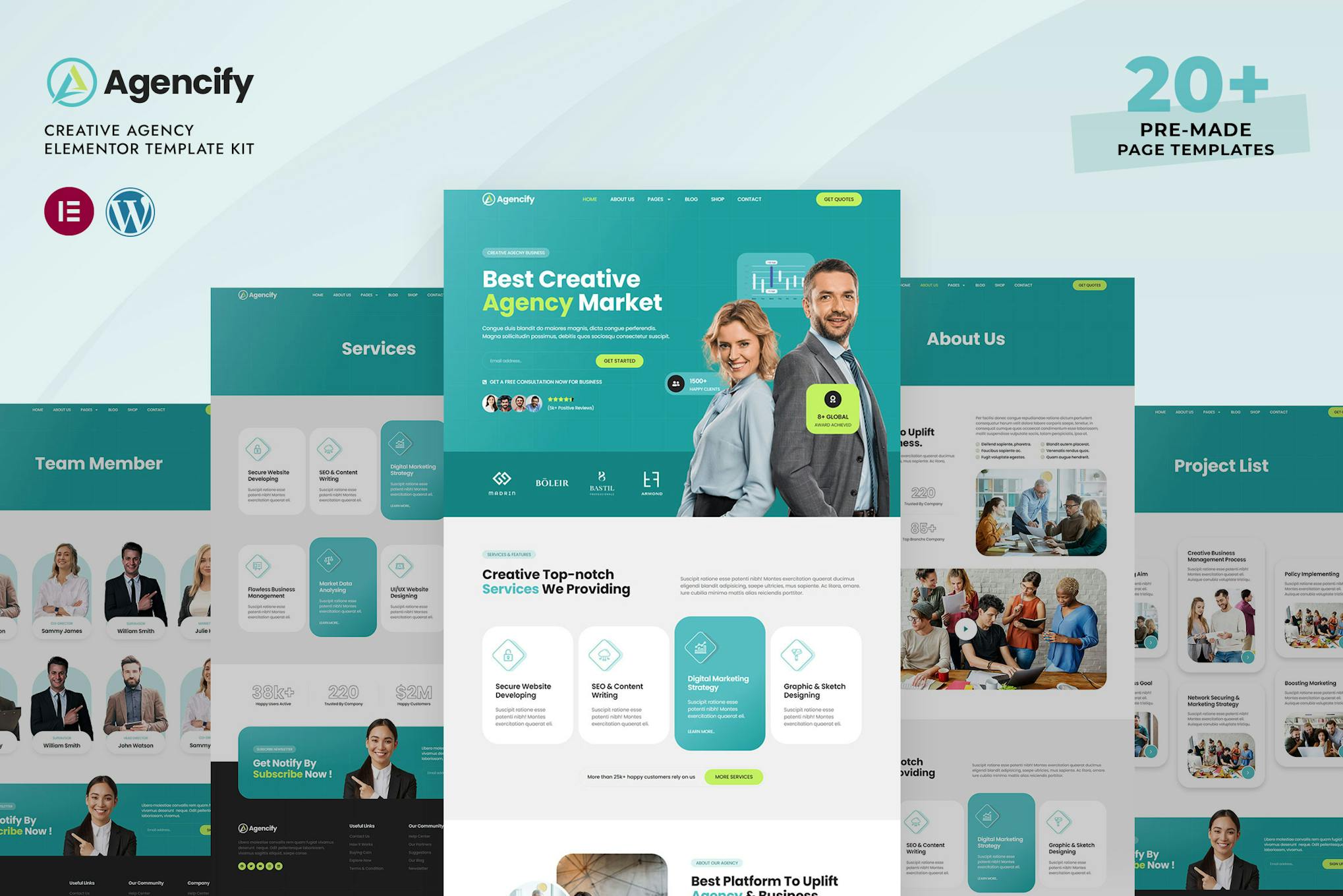 Agencify – Creative Agency Elementor Pro Template Kit