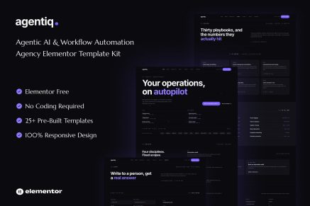 Agentiq – Agentic AI & Workflow Automation Agency Elementor Template Kit
