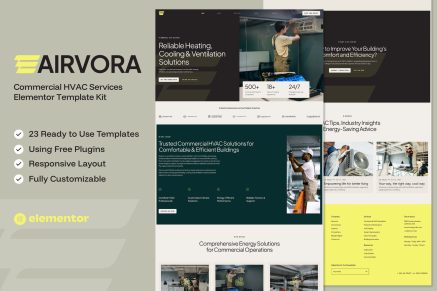 Airvora – Commercial HVAC Services Elementor Template Kit