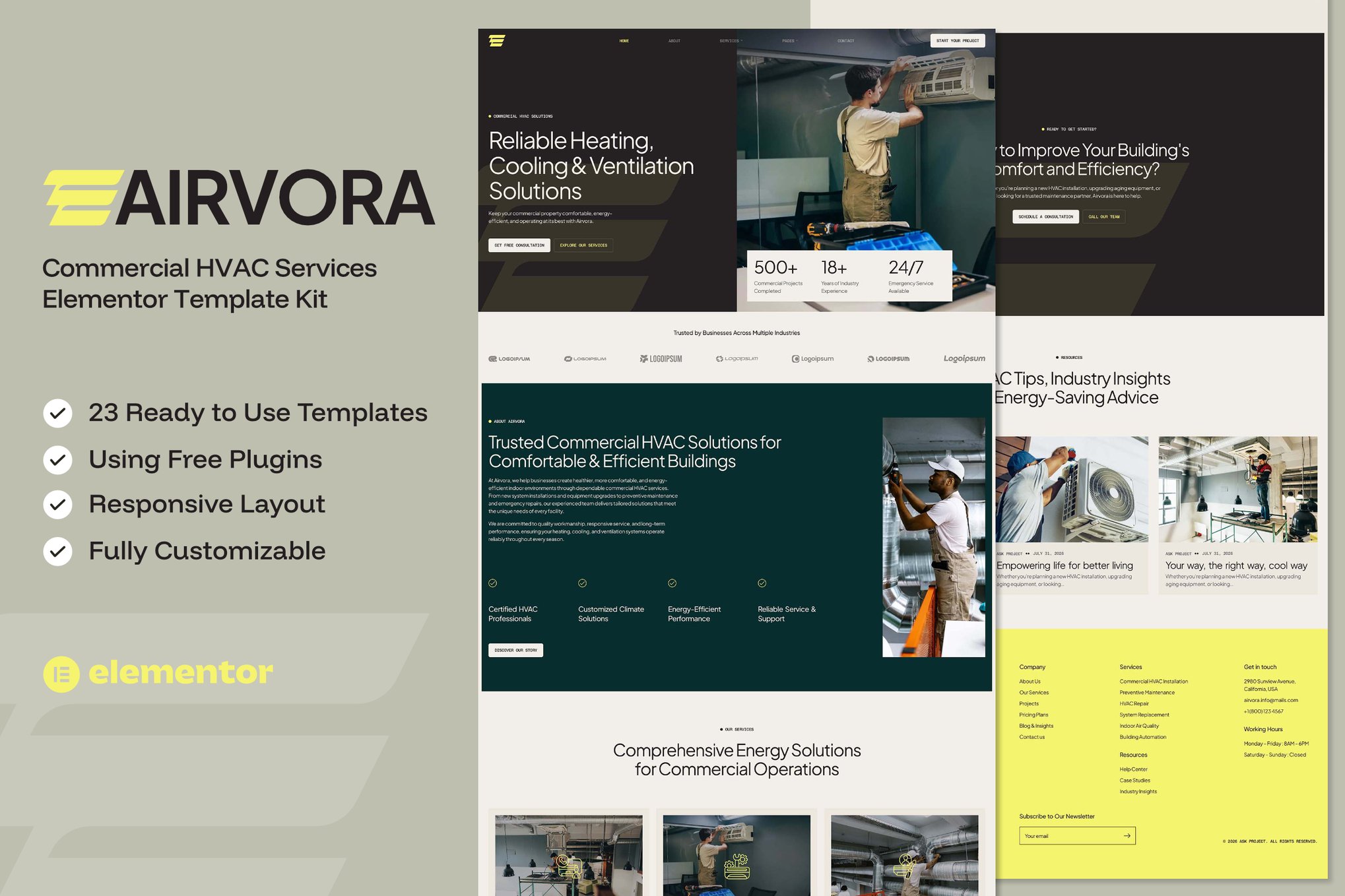 Airvora – Commercial HVAC Services Elementor Template Kit