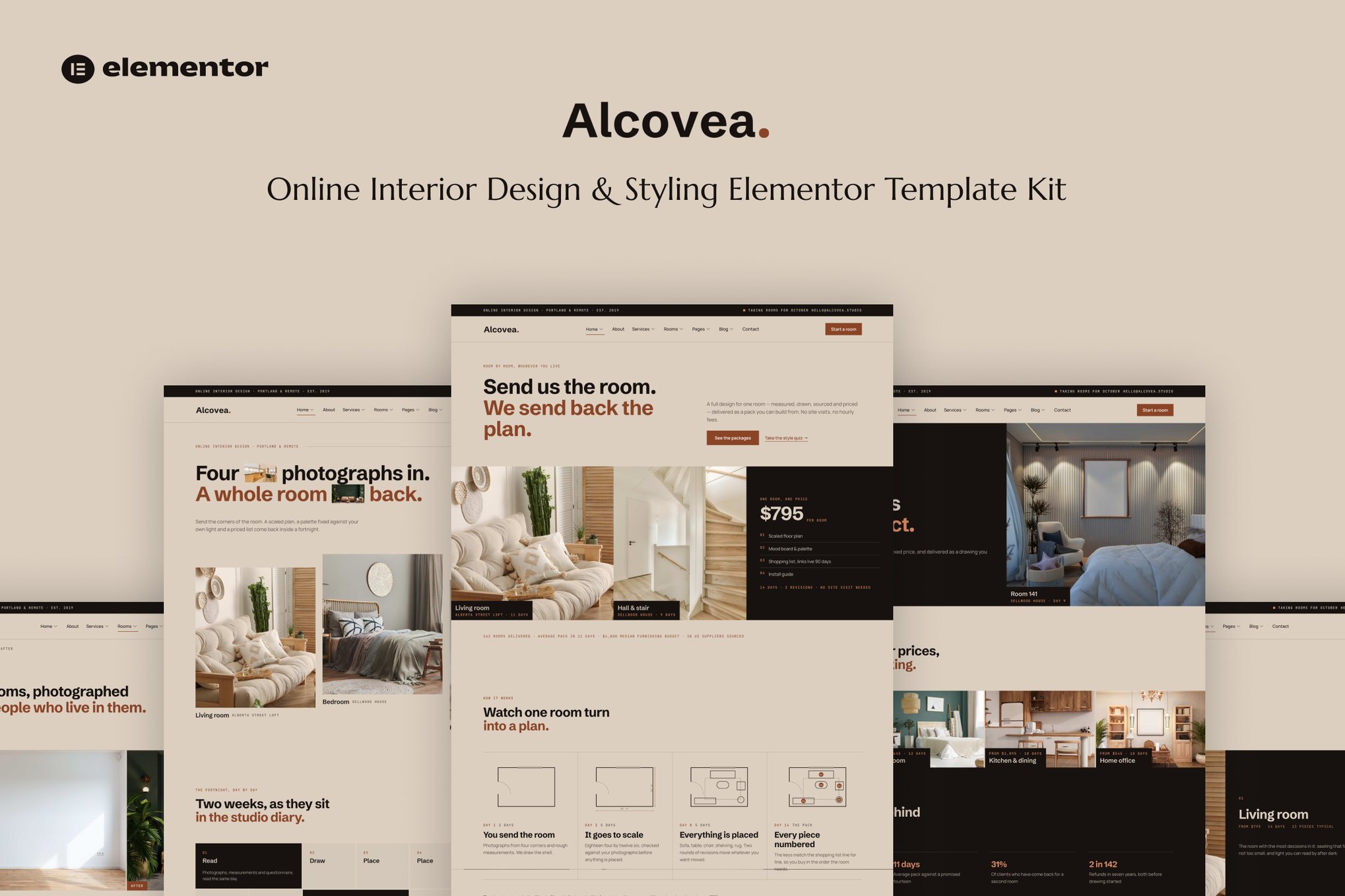 Alcovea – Online Interior Design & Styling Elementor Template Kit