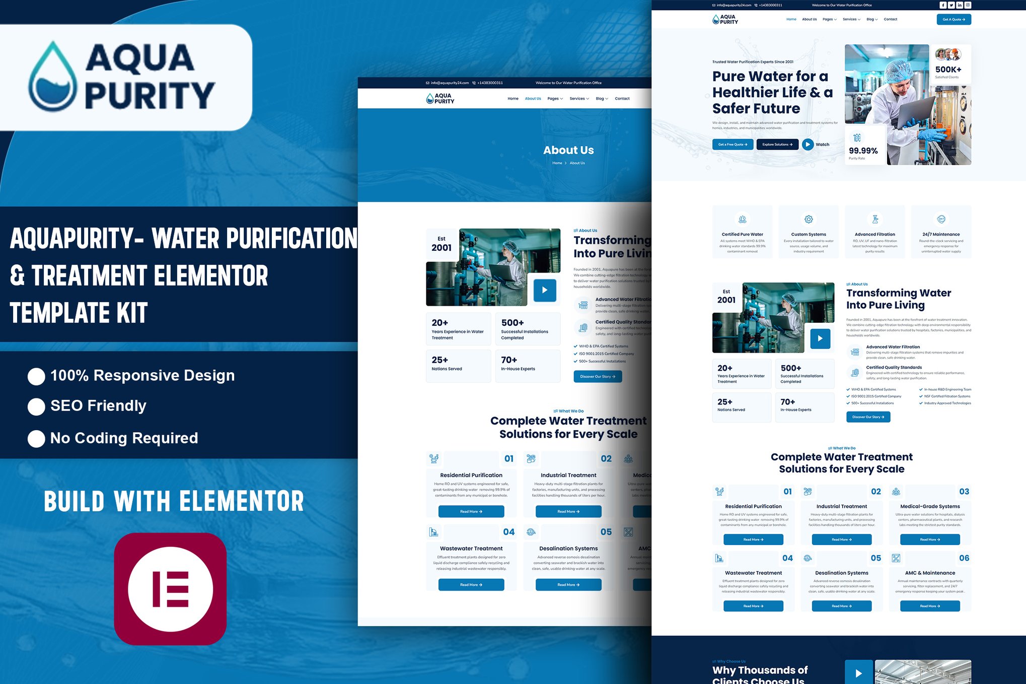 Aquapurity – Water Purification & Treatment Elementor Template Kit