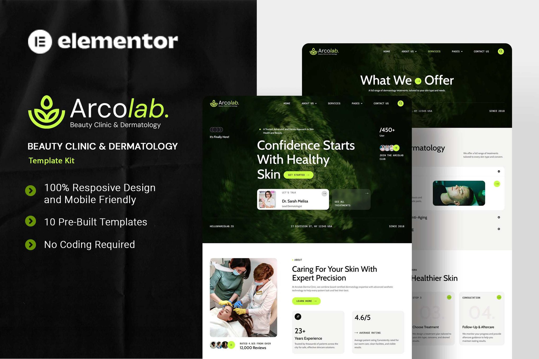Arcolab – Beauty Clinic & Dermatology Elementor Template Kit
