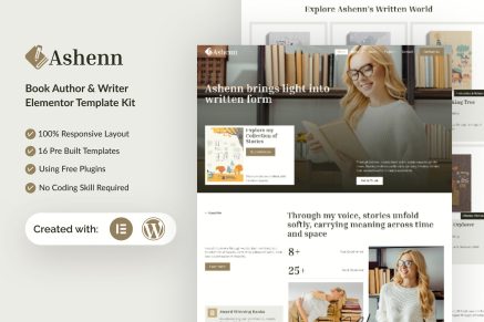 Ashenn – Book Author & Writer Elementor Template Kit