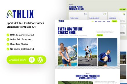 Athlix – Sports Club & Outdoor Games Elementor Template Kit