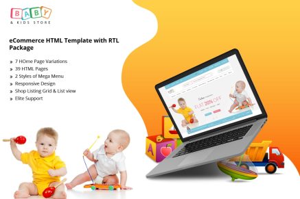 Baby & Kids Store eCommerce HTML Template with RTL
