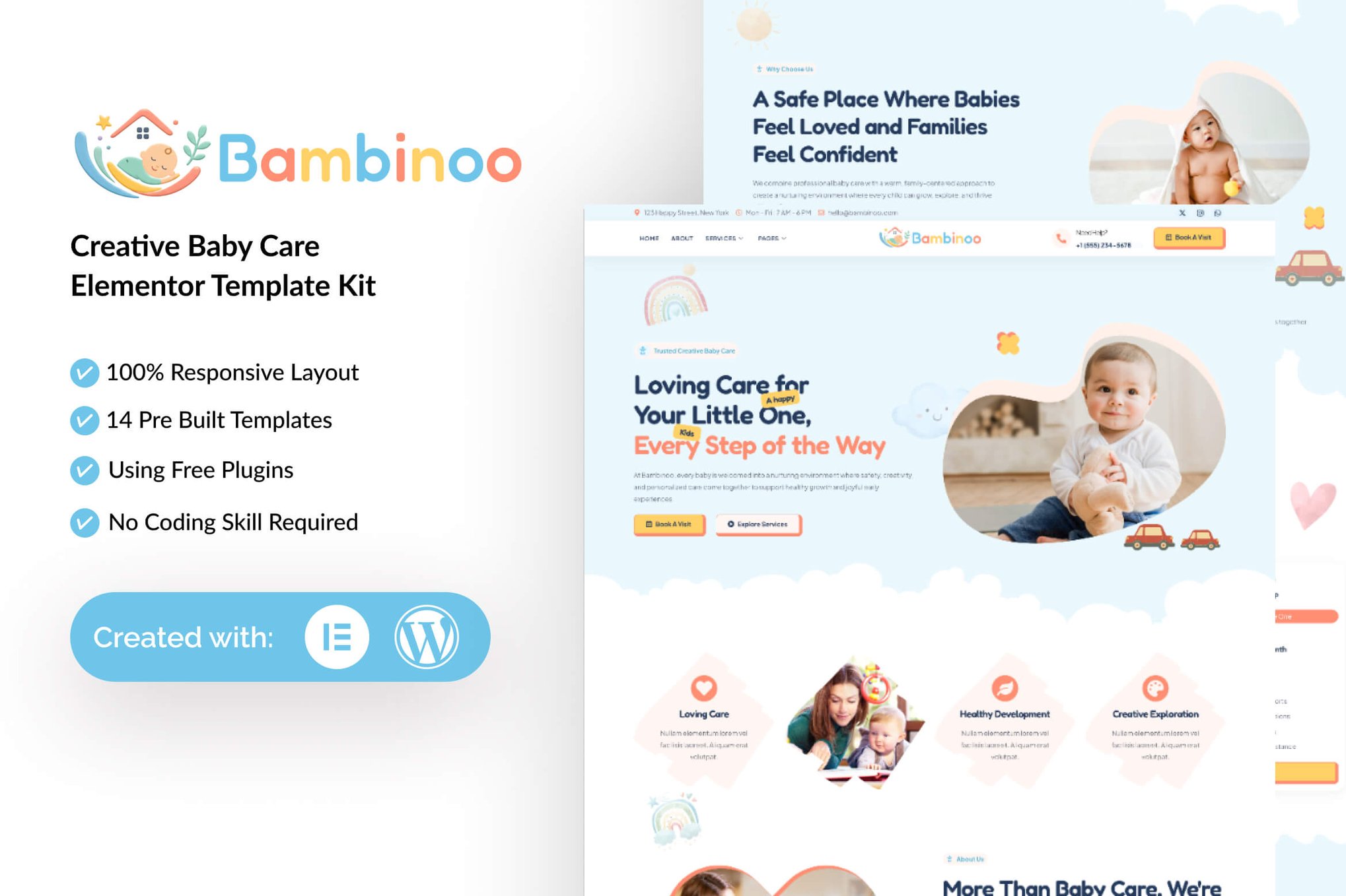 Bambinoo – Creative Baby Care Elementor Template Kit