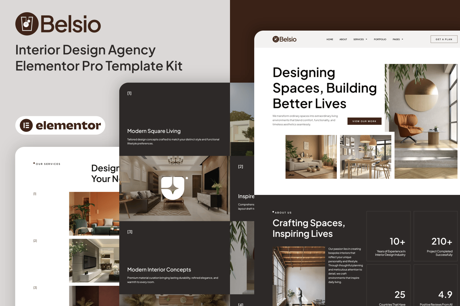Belsio – Interior Design Agency Elementor Pro Template Kit