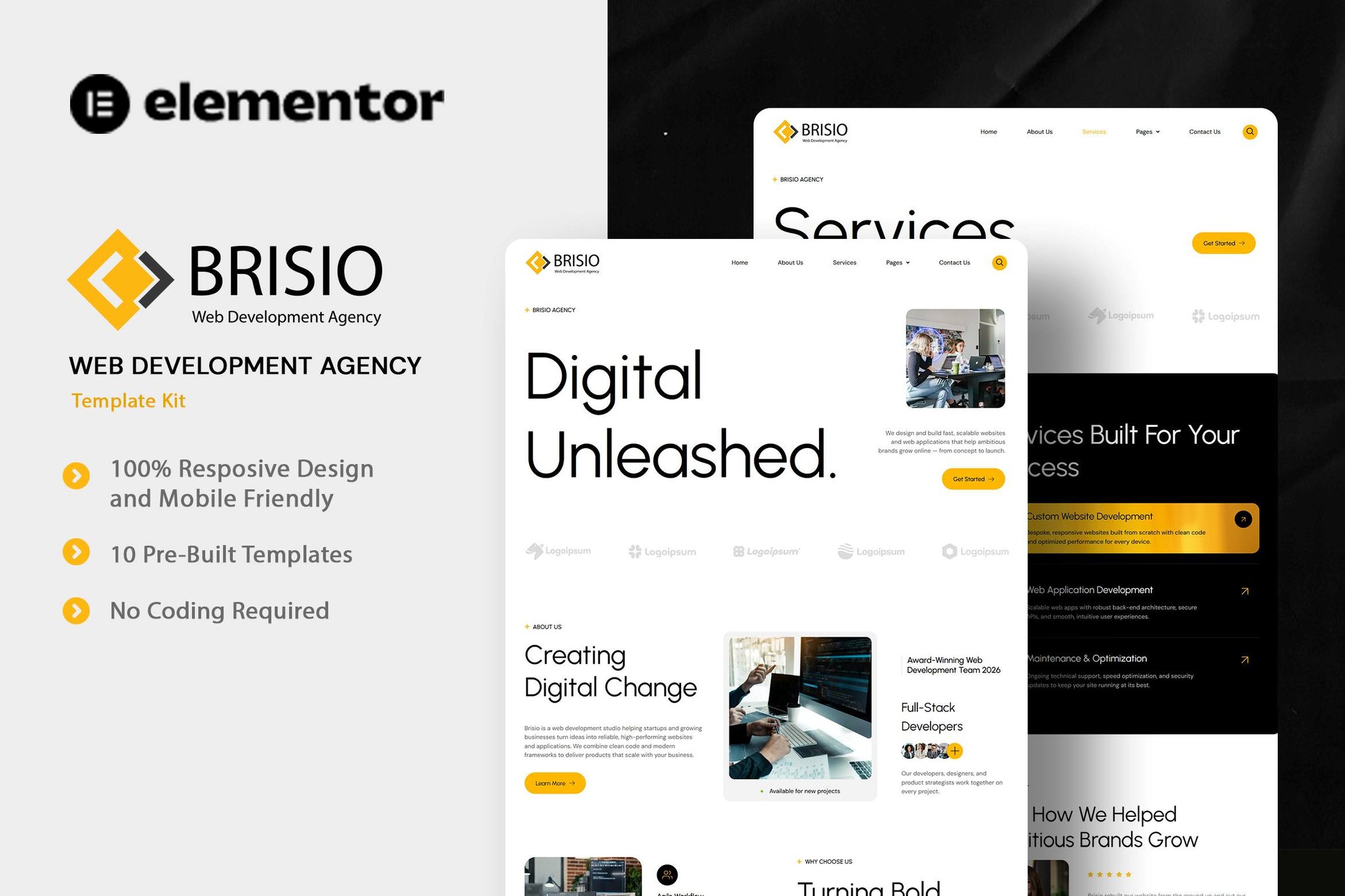 Brisio – Web Development Agency Elementor Template Kit