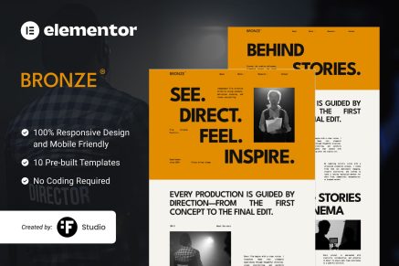 Bronze – Cinema & Video Production Portfolio Elementor Template Kit
