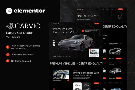 Carvio – Luxury Car Dealer Elementor Template Kit