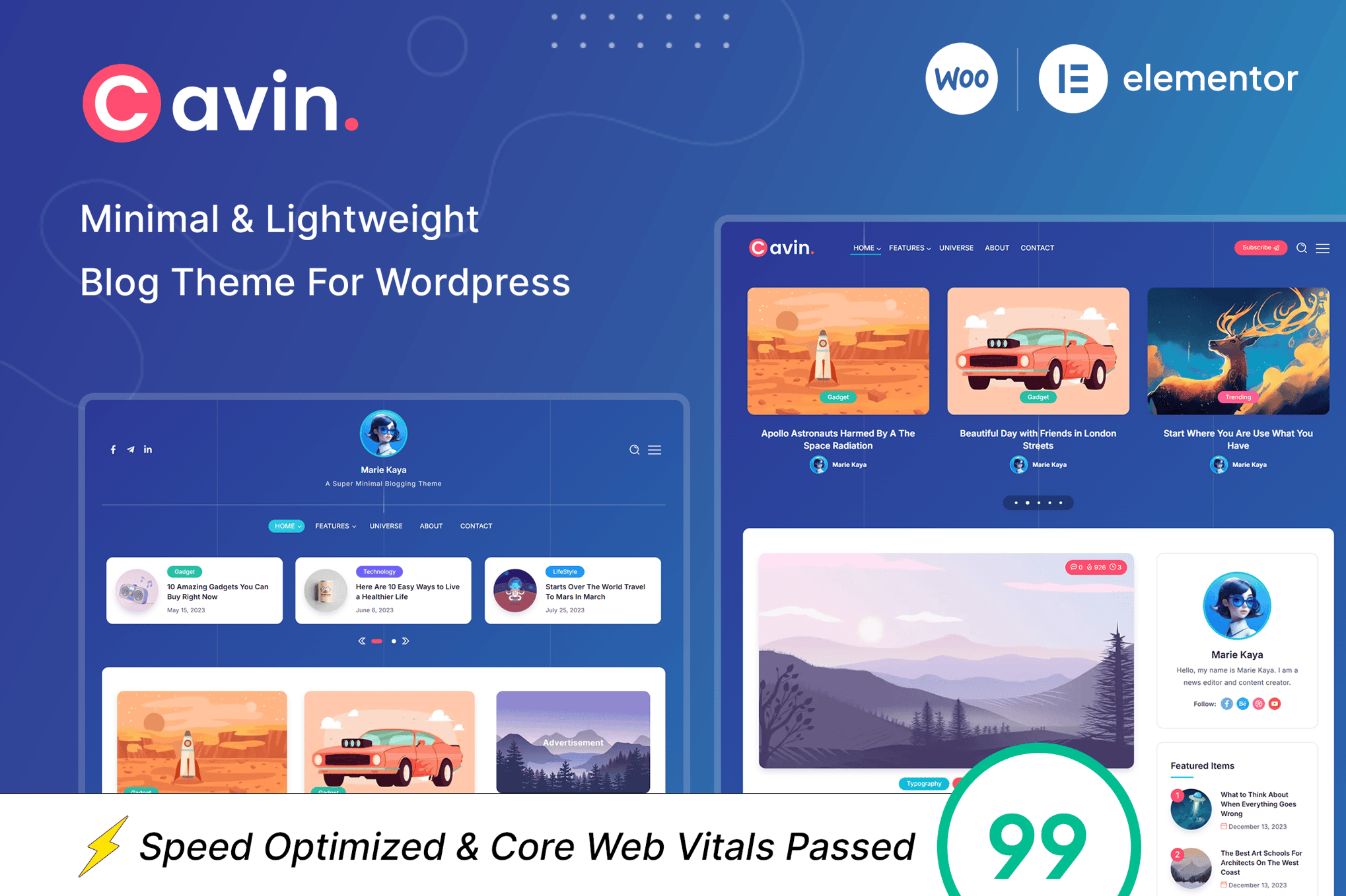 Cavin | Minimal & Lightweight WordPress Blog Theme