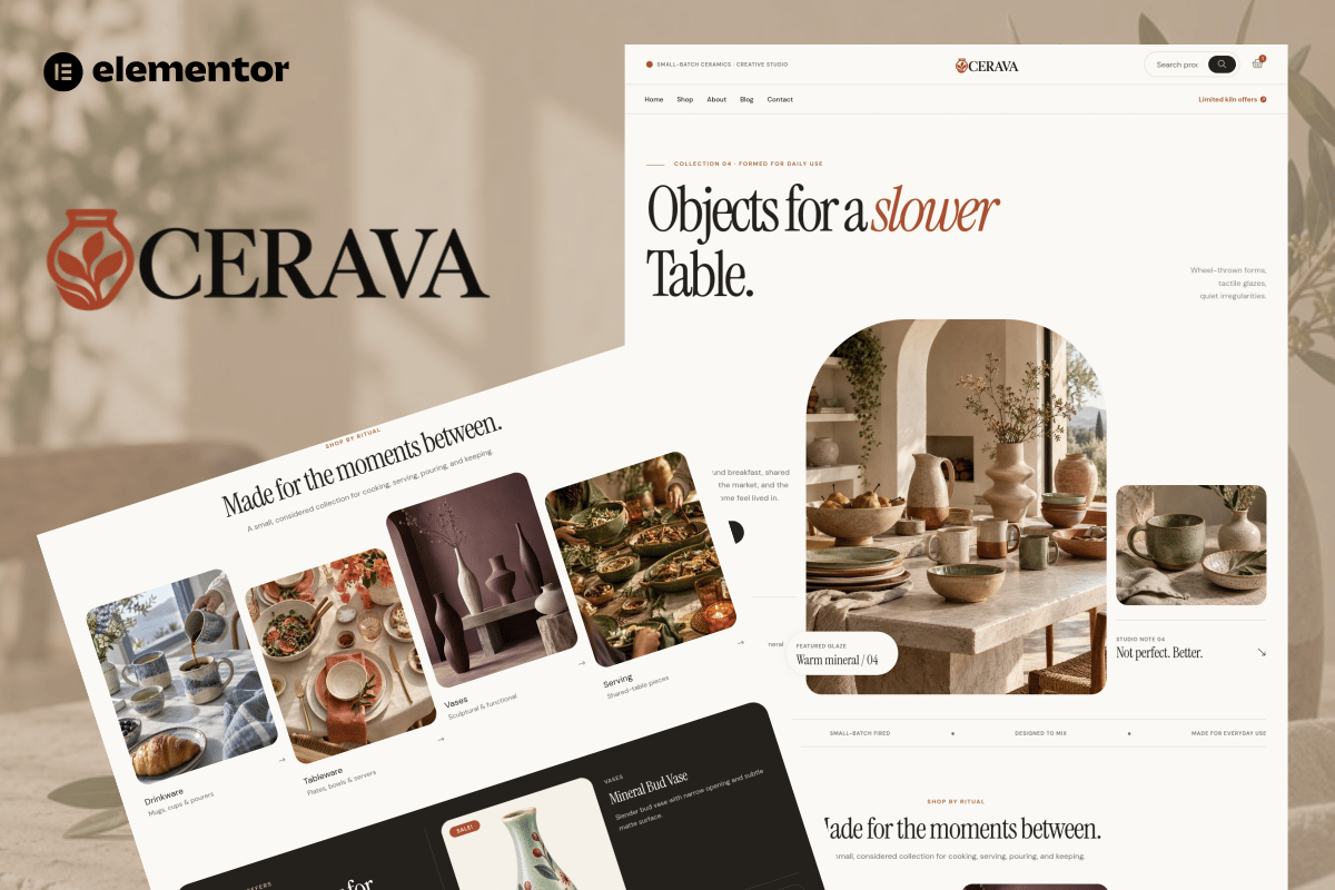 Cerava – Ceramic & Pottery Store WooCommerce Elementor Pro Template Kit