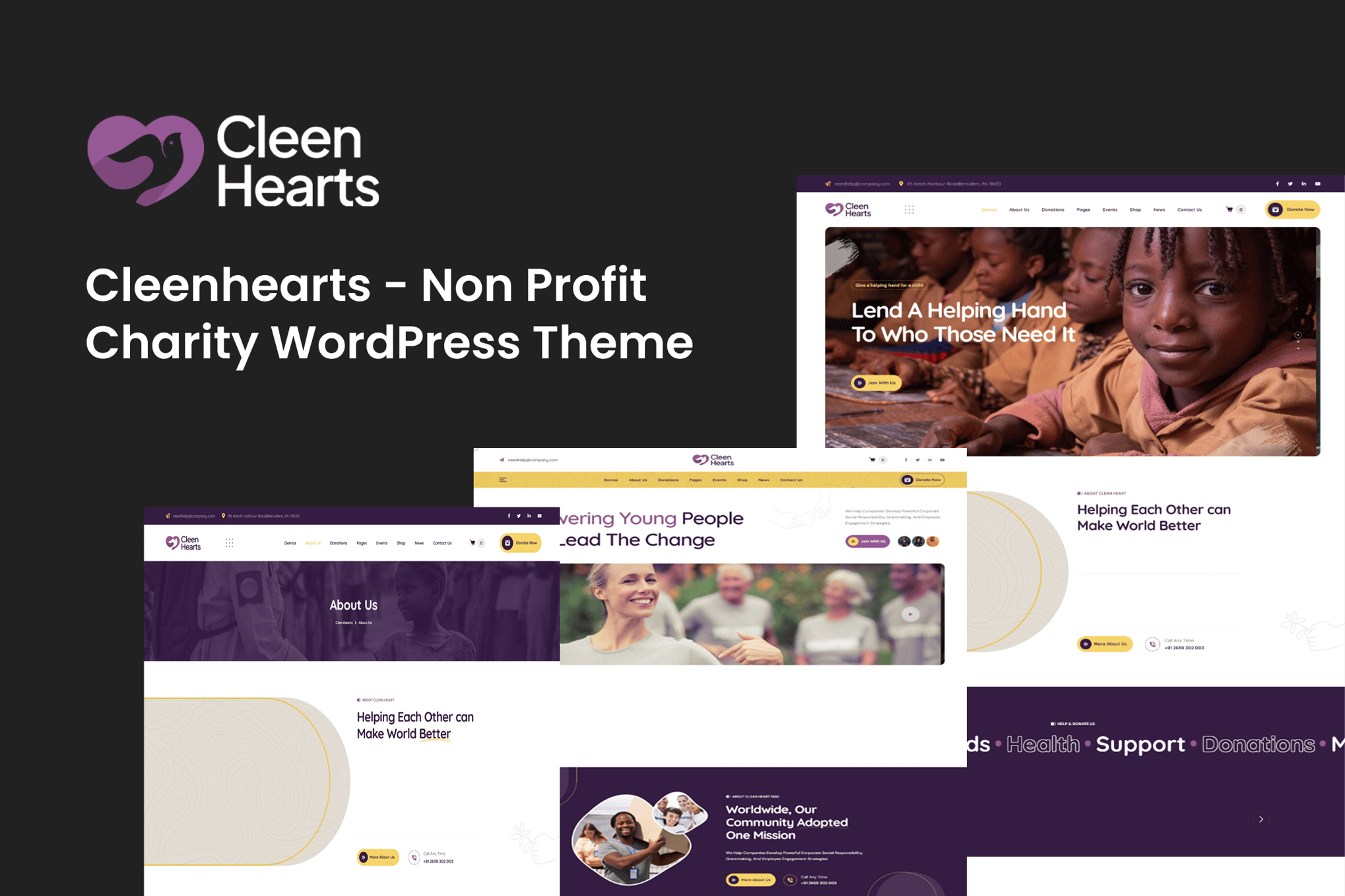 Cleenhearts – Non Profit Charity WordPress Theme
