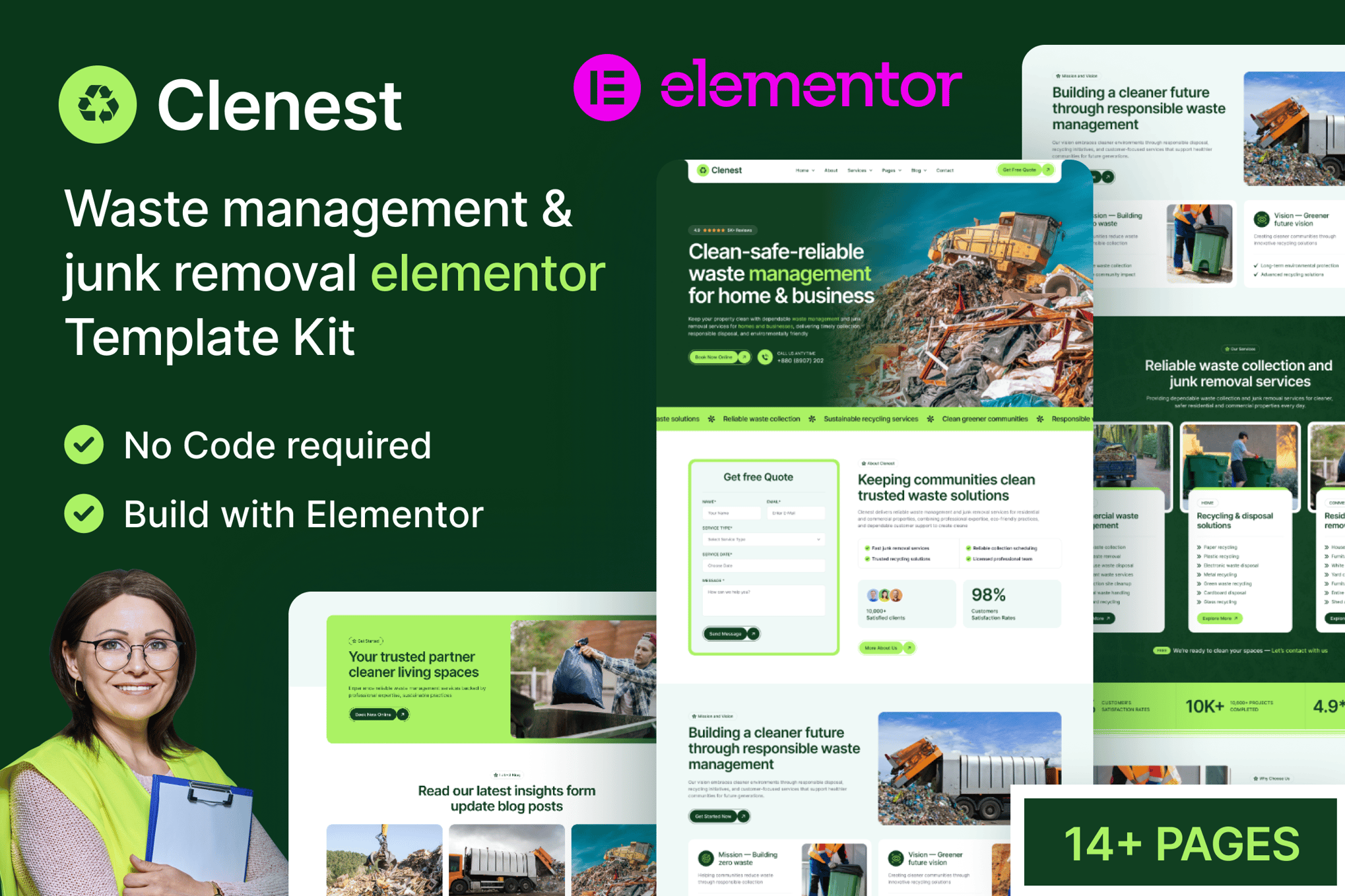 Clenest – Waste Management and Junk Removal Elementor Template Kit