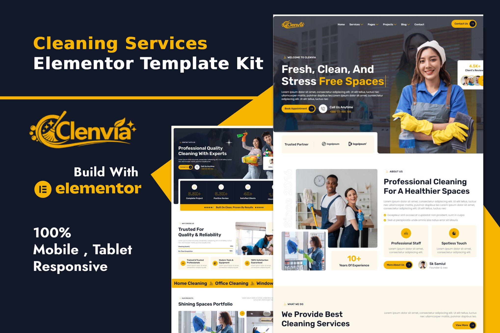 Clenvia – Cleaning Services Elementor Template Kit