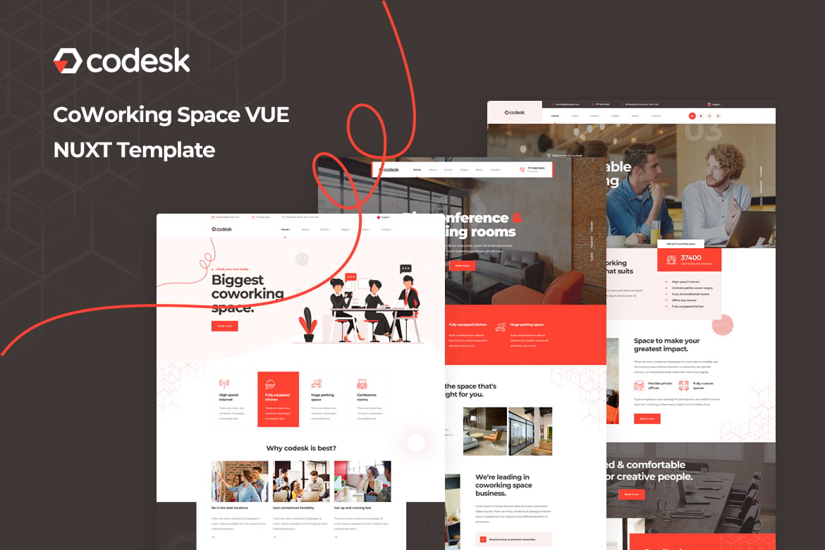 Codesk – Vue Nuxt Coworking Space Template