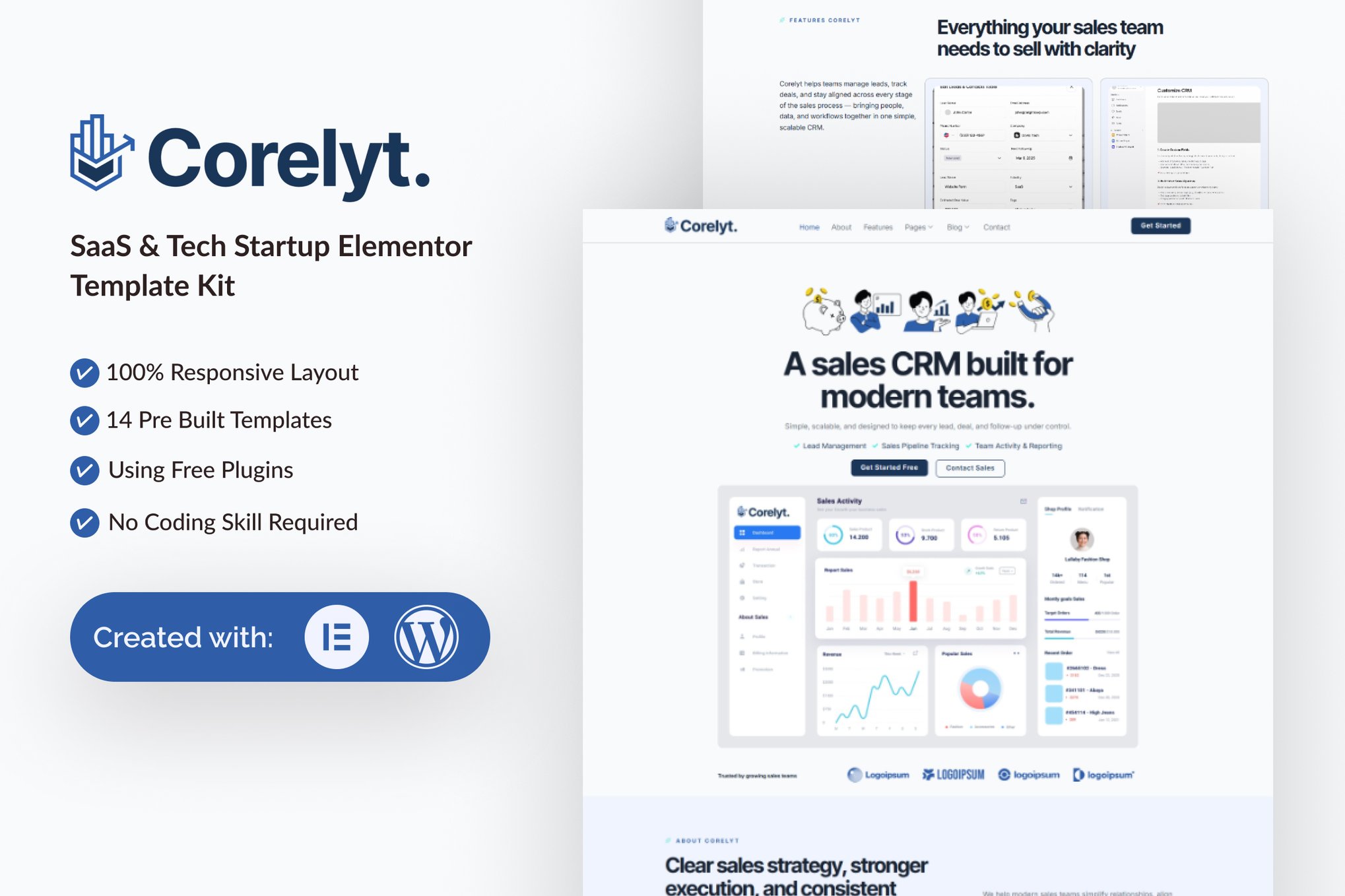 Corelyt – SaaS & Tech Startup Elementor Template Kit