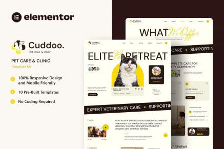Cuddoo – Pet Care & Clinic Elementor Template Kit